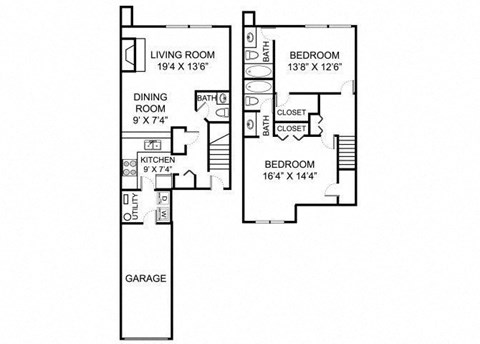 B2TH floor plan Kensington Grove apartments